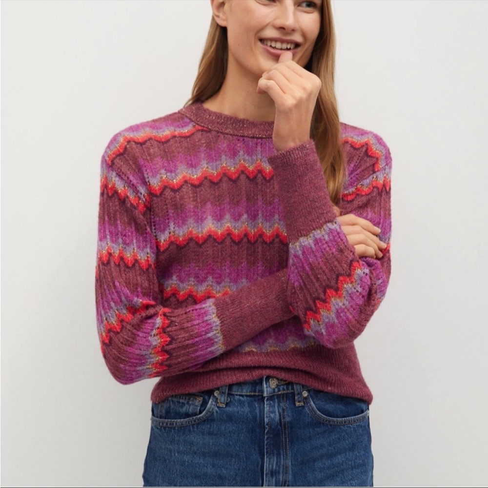 Mango Chevron Sweater Pink + RED Christmas Jumper from TV series